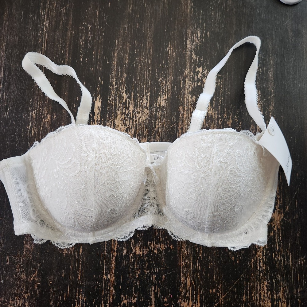 Le Mystere Sophia Lace Underwire Strapless Bra White 2835 36C NWT